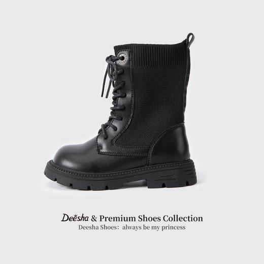 笛莎Deesha 女童童鞋2025冬季新款短筒皮靴 商品图0