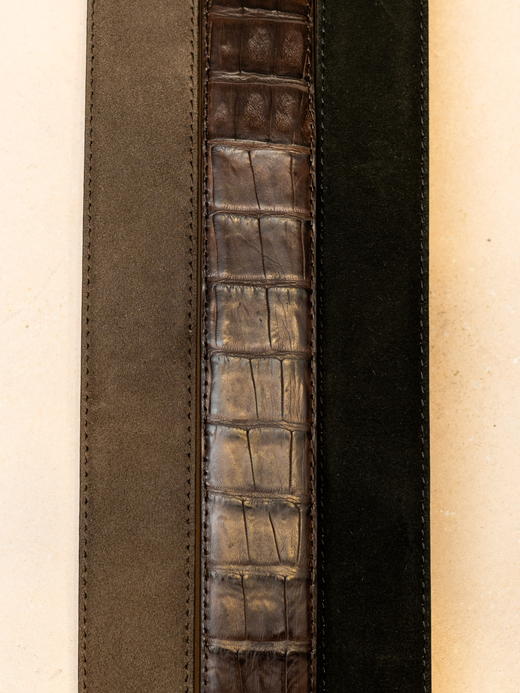 SIMONNOT GODAR 棕色鳄鱼皮腰带 商品图2