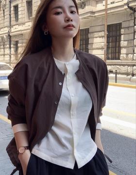 老米优品🎈3-7天发！巨显瘦~《法式假两件衬衫》 60支  100%匹马棉 美拉德色系 衣摆抽绳设计 设计感小众上衣