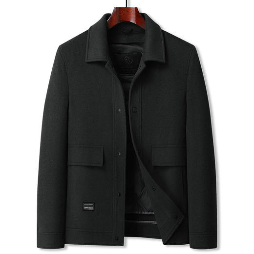 【可拆卸鹅绒内胆】【羊毛】【DBW】大依优型大码男装双面毛呢大衣外套可脱卸鹅绒内胆商务休闲翻领长袖 商品图4