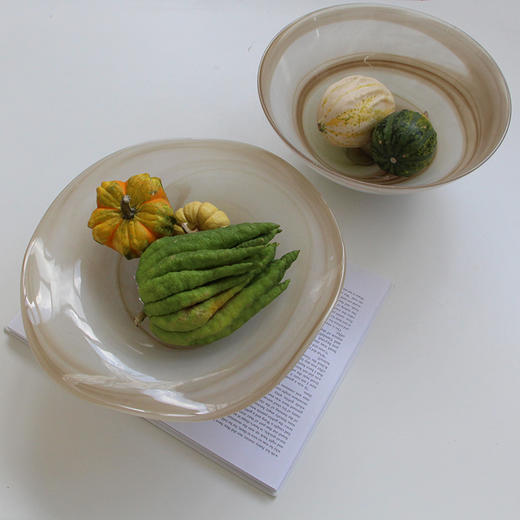 碧轩ins不规则渐变纹玻璃盘水果盘沙拉盘西餐盘居家酒店装饰冷盘 商品图9