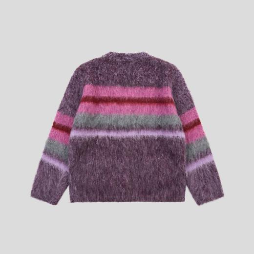 GOODBAI 撞色横条纹V领oversize长毛针织毛衣 商品图4