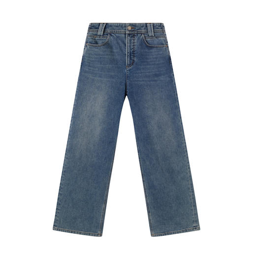 谜底直筒牛仔裤长裤2025年冬季新品柔软百搭后腰松紧女254MJ1454 商品图4