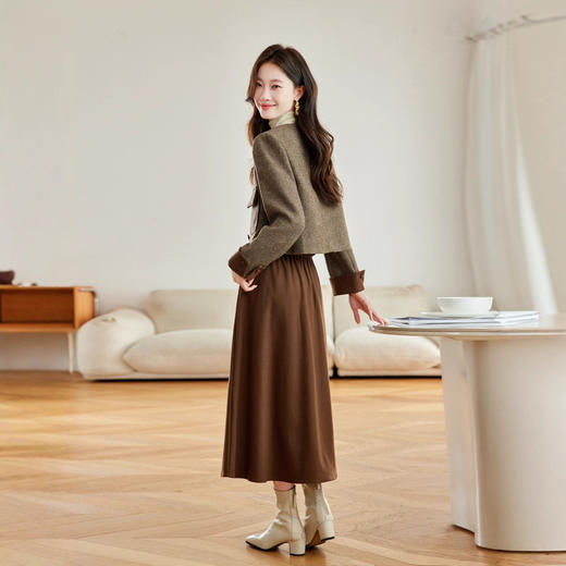 小香风套装显瘦撞色翻边，短外套时尚洋气半身裙气质两件套HR-795 商品图3