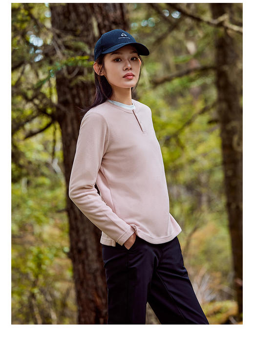 女款【轻量摇粒绒】拓路者保暖内搭长袖体恤  百搭简约户外运动套头T恤衫 【tbzg】 商品图2
