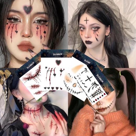 【万圣节之夜一起“鬼混”吧！搞怪脸部贴纸】可爱万圣节南瓜妆容脸部贴纸卡通个性脸部纹身贴纸 派对风贴纸。rc 商品图10