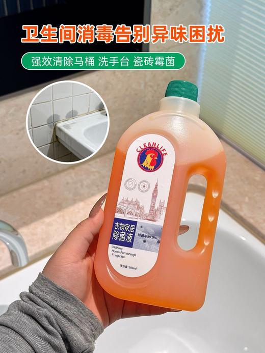 拍一发三 超值3瓶速抢 家居除菌界全能王者【CLEANLIFE大公鸡衣物家居除菌液】衣物纤维深层除菌500ml*3瓶 商品图7