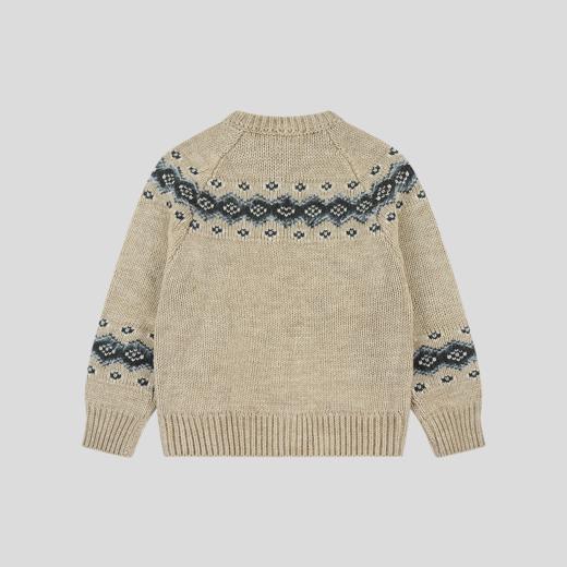 GOODBAI 白鸽飞行提花费尔岛花纹宽松圆领毛织开衫 商品图2