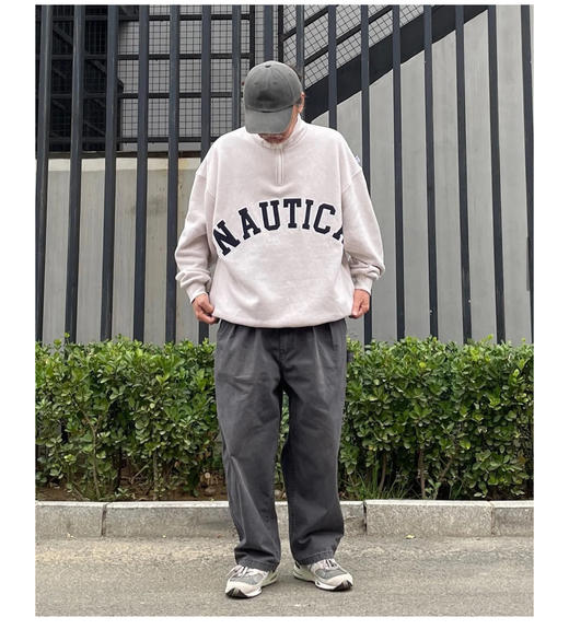 NTC长谷川 秋冬加绒 学院派半拉链宽松卫衣 WY920 商品图1