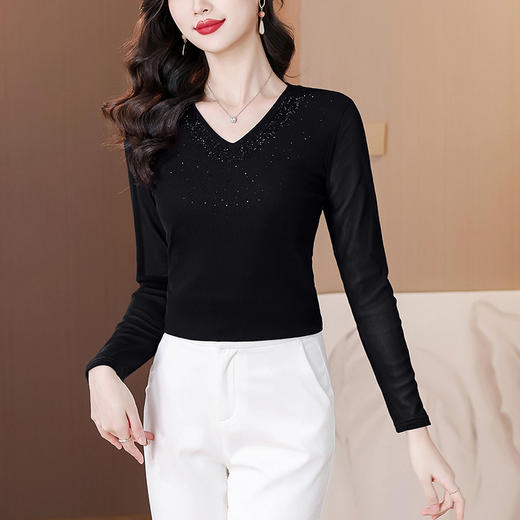 KQL D36M8319网纱气质洋气妈妈装显瘦长袖上衣 商品图3