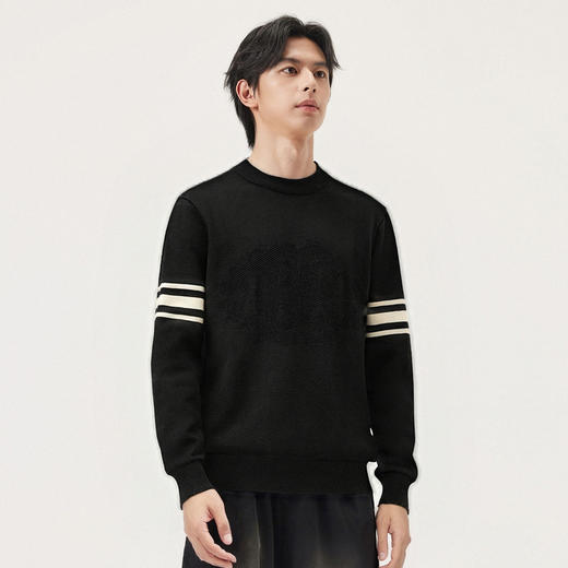 gxg.jeans男装冬季热卖黑色圆领线衫休闲舒适内搭长袖毛衫毛衣J24X204120 商品图2