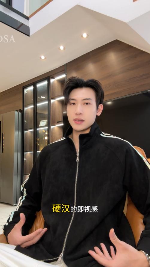 WT234SDSA男士秋冬新款痞帅男装美式潮牌绒面撞色织带拉链立领卫衣外套 商品图0