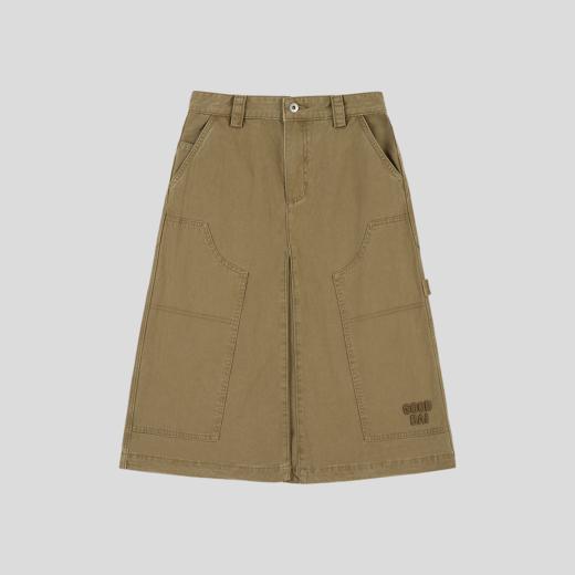 GOODBAI 粗体logo贴布绣工装A版拼接中长半身裙 商品图2