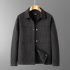 【DDT】大依优型大码男装秋季长袖夹克外套宽松商务休闲翻领格子提花外套加肥加大 商品缩略图2