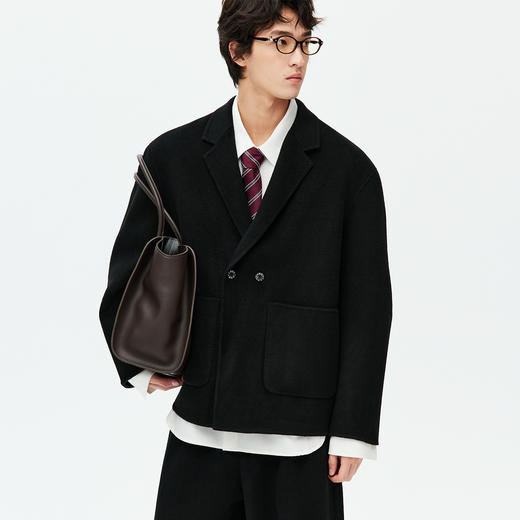 NPC潮牌老钱静奢风100%绵羊毛双排扣毛呢西服男简约复古NP58WC28 商品图2