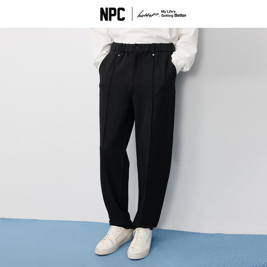 NPC潮牌立体剪裁撞钉直筒休闲裤男松紧腰侧袋宽松休闲NP57TR24 商品图0