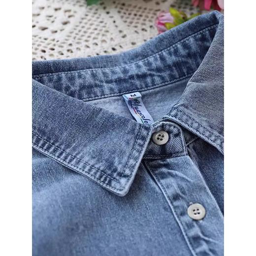 R28-9965中长款牛仔衬衫2025春装新款宽松单排扣牛仔外套休闲宽松长袖衬衣 商品图2