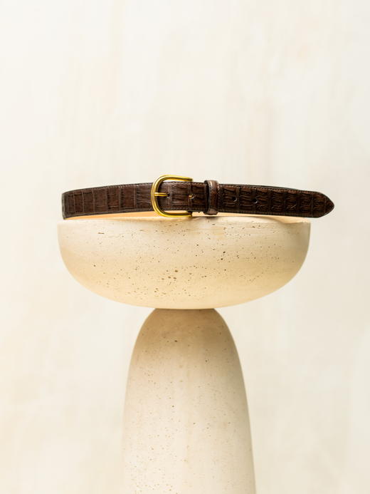 SIMONNOT GODAR 棕色鳄鱼皮腰带 商品图1