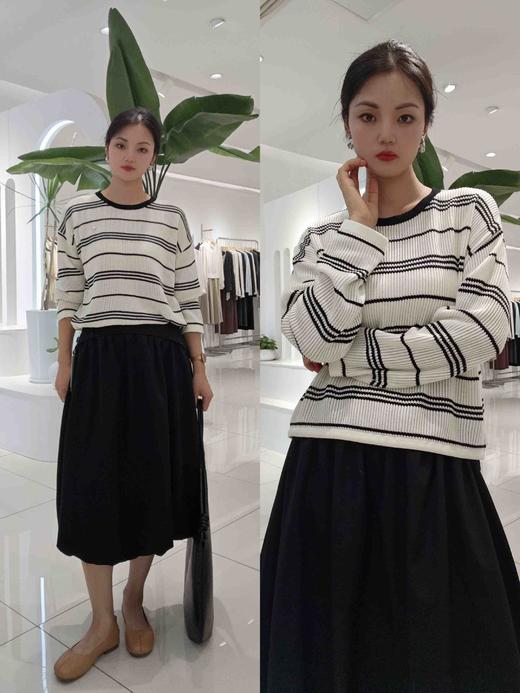 585138条纹后开叉针织套头毛衫 商品图7