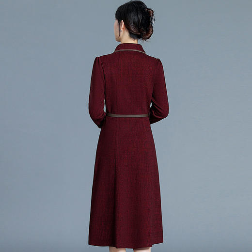 QYM 65103-Y连衣裙翻领长袖中长款时尚气质A字裙 商品图2