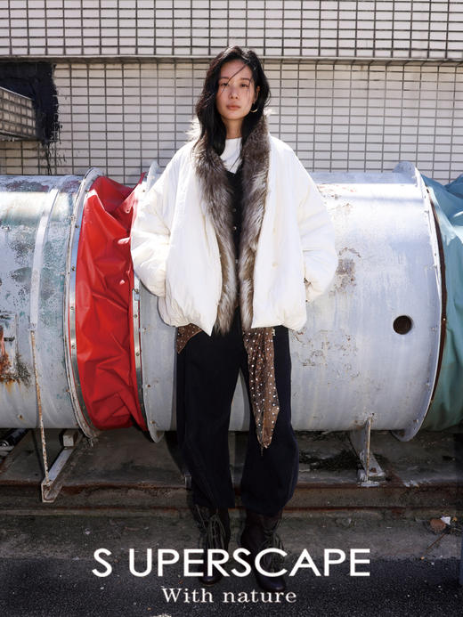 素舶 可拆卸皮草毛领花苞派克羽绒服短外套 商品图2