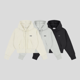 GOODBAI logo织唛连帽抽绳收腰拉链长袖卫衣