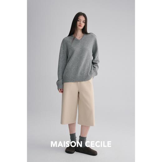 MAISON CECILE 四色|羊毛毛呢复古随性时髦显比例六分阔腿中裤 商品图4