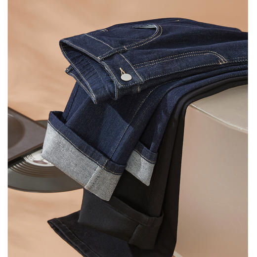 【不易褪色-窄版直筒】逸阳秋新品弹力宽松显瘦拖地牛仔长裤4389 商品图6