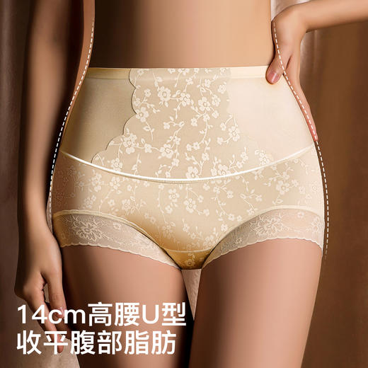 10A抑菌【2条装】旗袍专用高腰收腹翘臀塑身裤女含蚕丝底裆6671波浪花收腹裤 商品图2