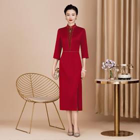优雅中国风喜妈妈晚礼服婚宴喜婆婆敬酒服连衣裙GY6402