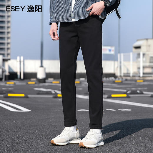 【不易褪色-小黑裤】逸阳秋季男士韩版潮牌弹力修身小脚裤百搭休闲牛仔裤1367 商品图5