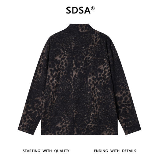 T4889SDSA男士秋冬新款痞帅男装美式撞色豹纹暗纹半高领长袖T恤百搭潮 商品图5