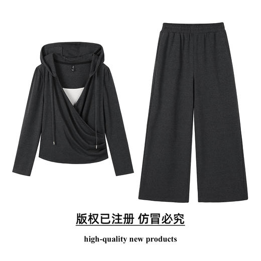 奢姿大码女装2025秋季胖妹妹时尚不规则设计上衣松紧腰长裤两件套9953994312AB 商品图0