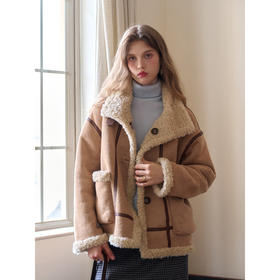 SimpleRetro法式两穿皮毛一体机车服外套女