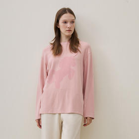 谜底中长款T恤长袖2025年冬季新品剪影印花微落肩宽松女254MT1718