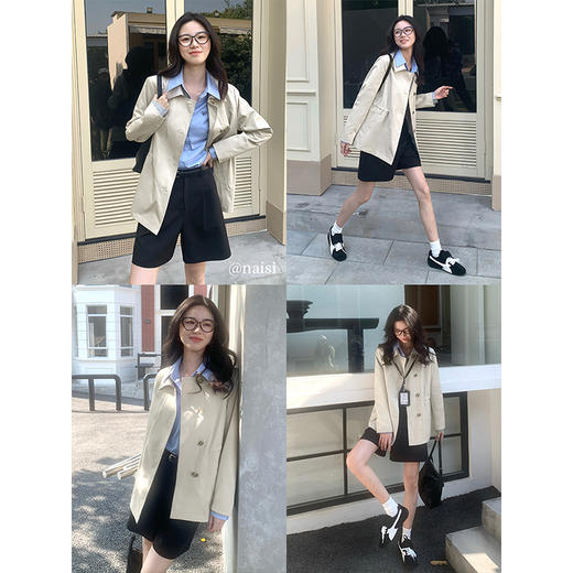 【周四狂欢价】熙世界超好看小个子简约通勤风衣女2025秋季新款流行工装感气质短款外套 商品图5