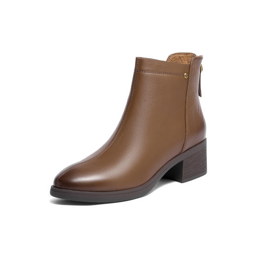 【云粉节】BF楼 森达羊皮弹力时装靴2025冬季新款气质显瘦粗跟短靴4FU42吊牌价999活动价499 商品图4