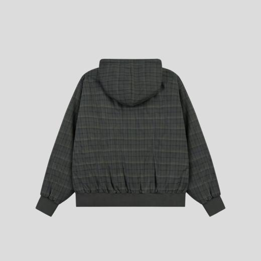 GOODBAI 粗体logo印花格纹连帽抽绳宽松拉链卫衣外套 商品图4