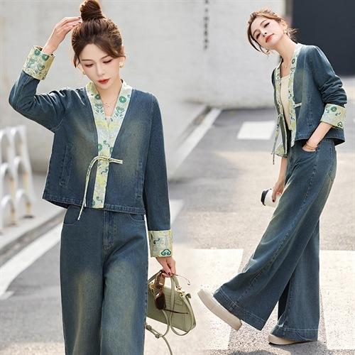 新中式超火感阔腿裤穿搭两件套HR-GJC2517 商品图2