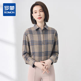 【含绵羊毛 厚实保暖】罗蒙女士秋冬格子长袖衬衫可外穿百搭休闲舒适百搭衬衣女