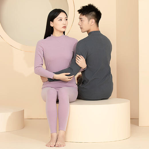 爱帝&温馨品牌秋冬暖肤绒半高领防寒保暖内衣套装 商品图4