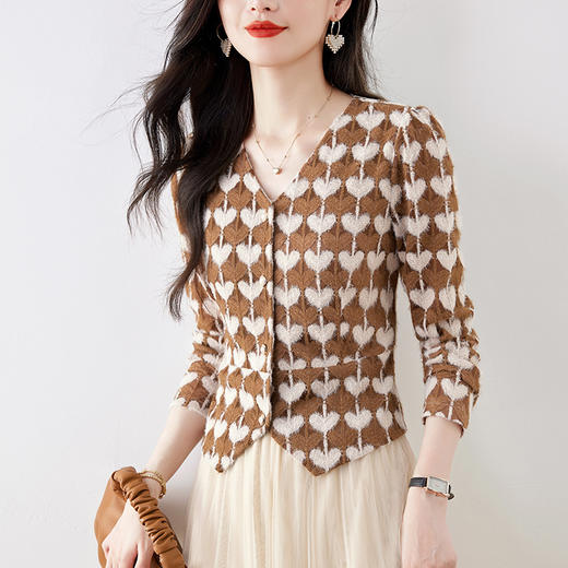 KQL 403H7928洋气上衣小香风短款修身针织开衫 商品图0