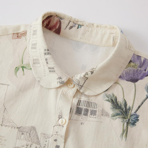 谜底印花衬衣长袖2025冬季新品原创艺术拼贴花卉衬衫女254MC1485 商品图3