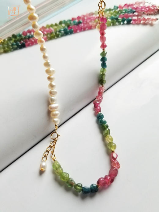 彩虹碧玺巴洛克珍珠多用长链 商品图1