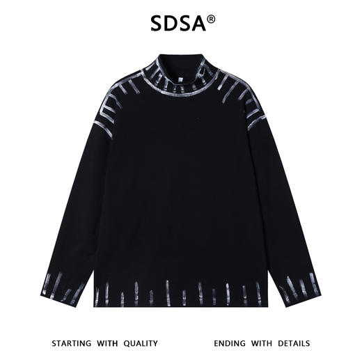 T4870SDSA秋冬新款痞帅男装韩版撞色印花半高领长袖T恤百搭时尚上衣 商品图1