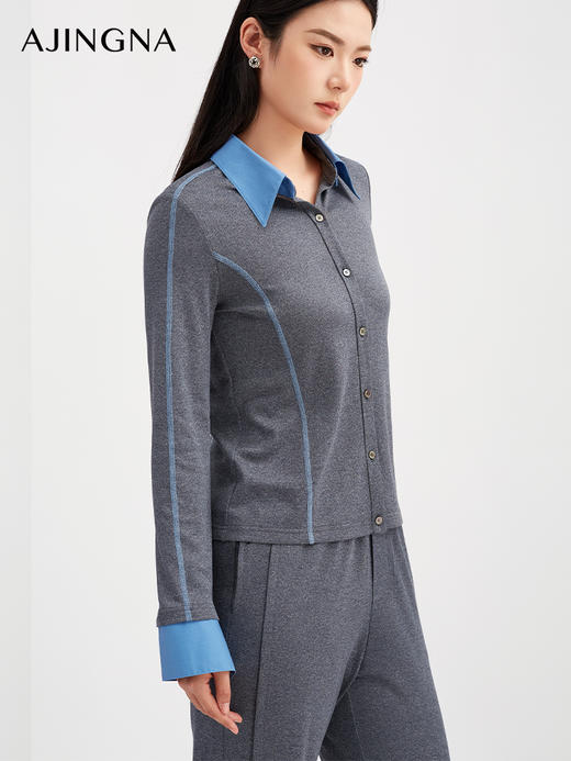 【商场同款】阿菁娜秋季新款羊毛针织裤松紧腰宽松筒裤显瘦垂坠修饰腿形A30Q110017 商品图2