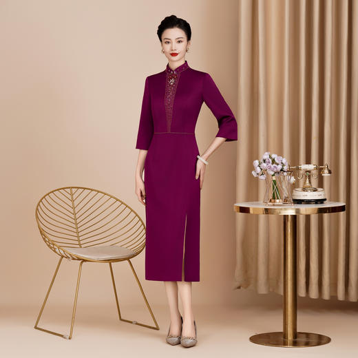 优雅中国风喜妈妈晚礼服婚宴喜婆婆敬酒服连衣裙GY6402 商品图1