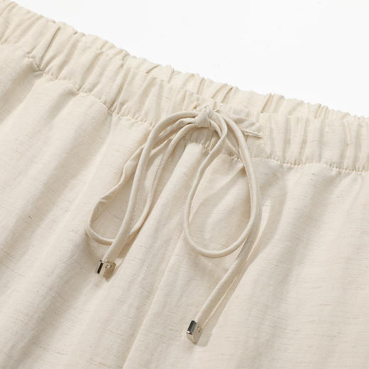 【含亚麻 系带松紧腰】罗蒙女士春秋休闲裤简约百搭舒适透气弹力有型长裤 商品图5