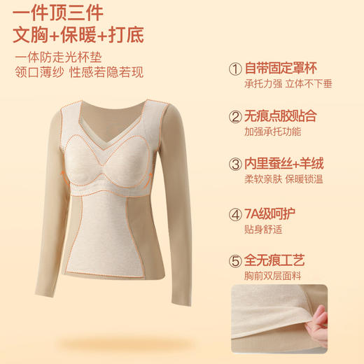 1.&山羊绒+1.6%蚕丝V领带杯保暖衣   20832 商品图3