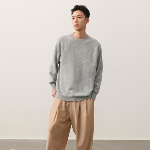 NPC潮牌字母刺绣100%山羊绒圆领羊绒衫男插肩袖简约保暖NP49SW01 商品图1